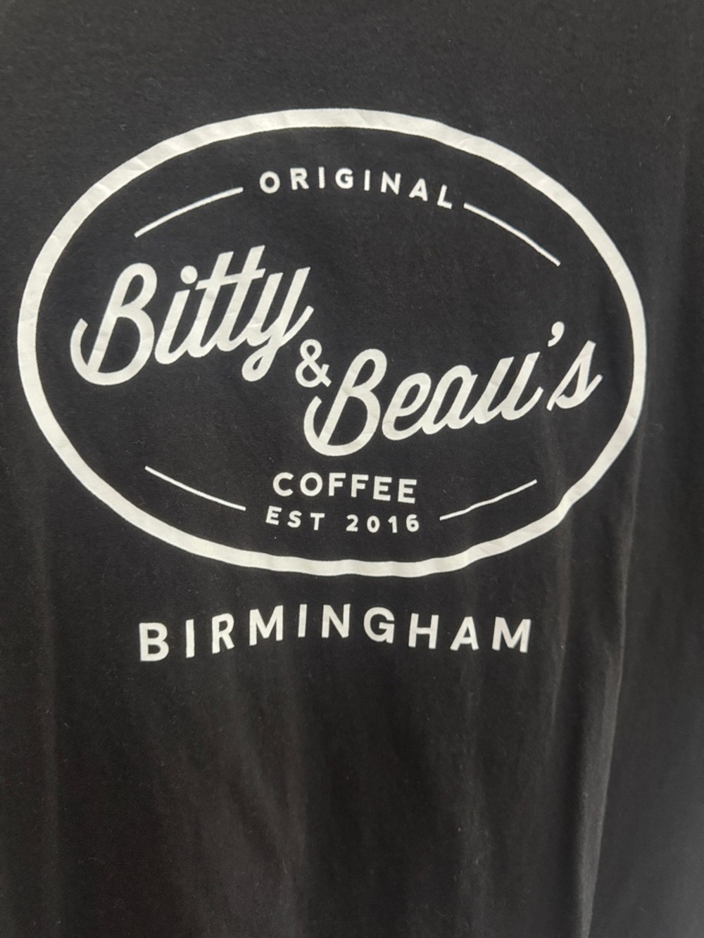 Hanes Black Short-Sleeve Tee with White Bitty & Beau's Coffee Logo - Picture 3 of 3